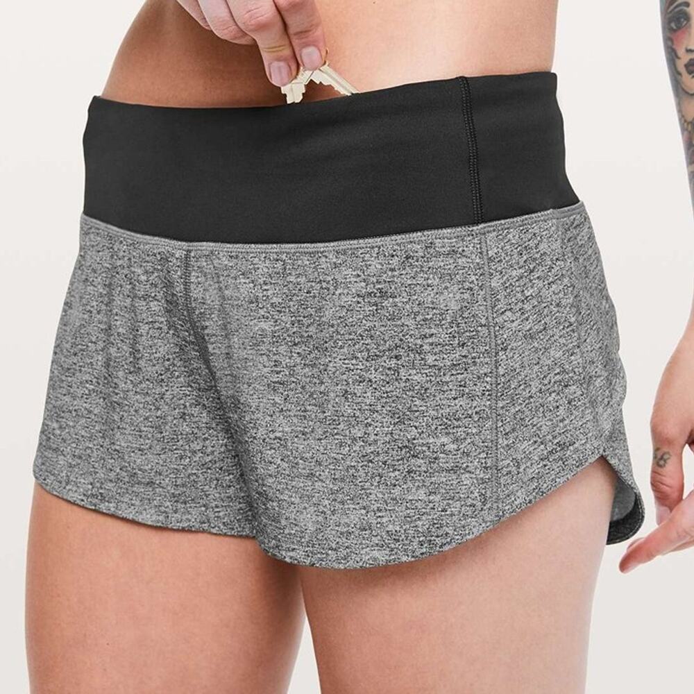 Lululemon Heather Lux Multi Black Speed Up Low Rise Lined 2.5 Shorts Size 6